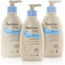 Aveeno Baby Daily Care Hair Shampoo & Body Wash, Gently Cleanses Babies' Skin, Baby Essentials, Packaging May Vary, 300 ml, Pack of 3