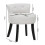 Living And Home Velvet Soft Seat Low-Back Vanity Stool - Off-White Upholstery, Buttoned Back, Solid Rubberwood Legs, Dressing Table Chair 2