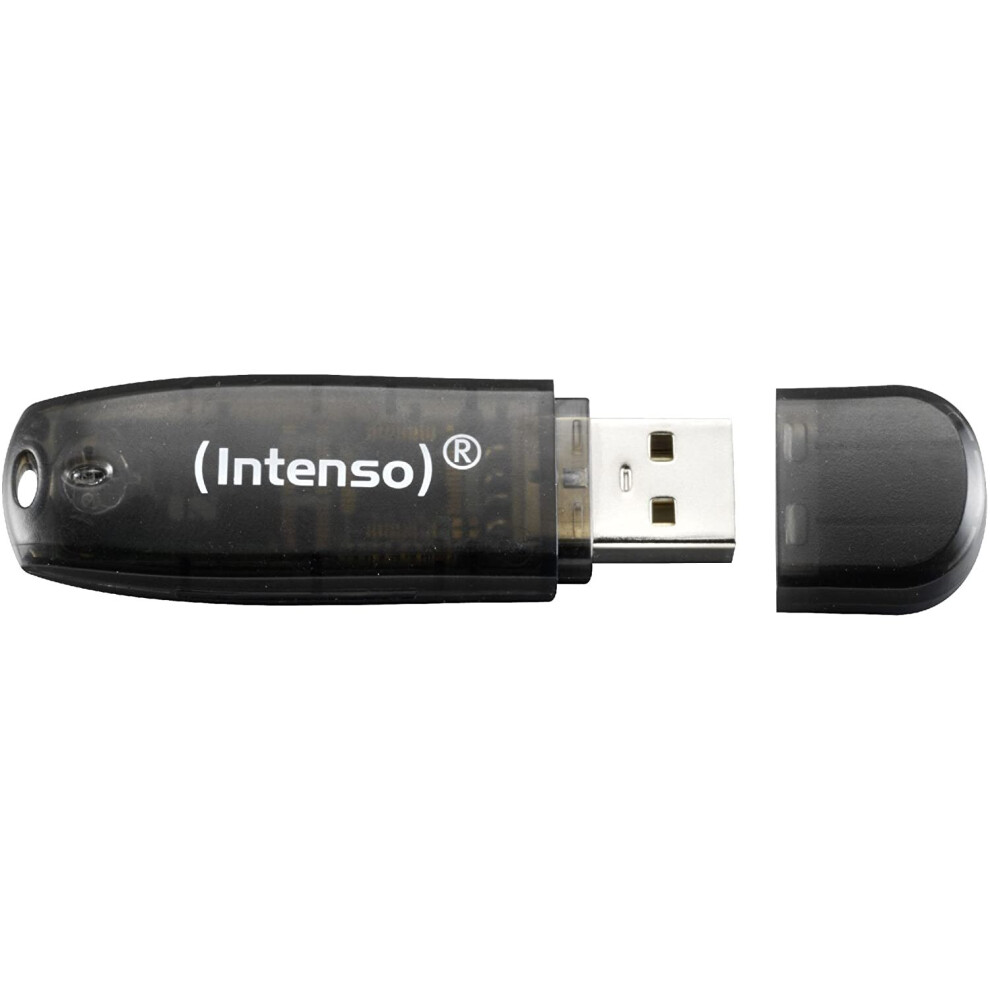 Intenso 3502470 16Gb Rainbow Usb 2.0 Flash Drive - Transparent Black 5053959202303
