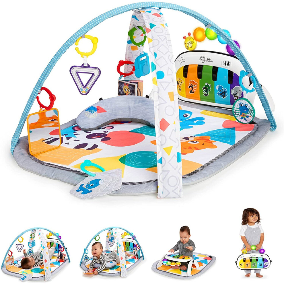 Baby Einstein, 4-in-1 Kickin' Tunes Music and Language Discovery Play Gym with Piano, Activity Gym and Play Mat with Toys, Lights, Sounds and Music