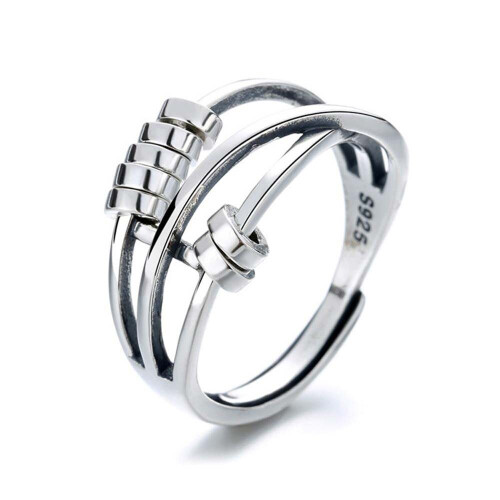925 Sterling Silver Bead Ring Stress Relieving for Anxiety Transfer Bead Ring