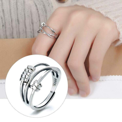925 Sterling Silver Bead Ring Stress Relieving for Anxiety Transfer Bead Ring 1