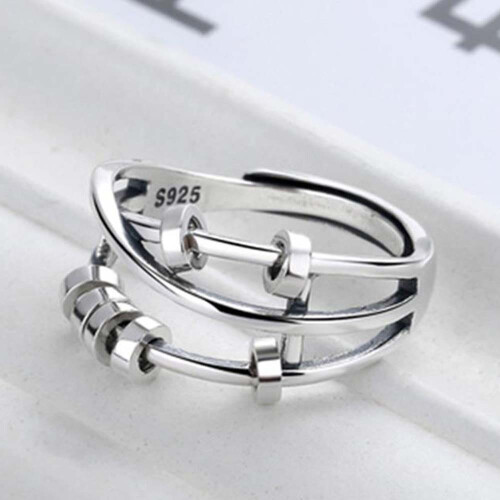 925 Sterling Silver Bead Ring Stress Relieving for Anxiety Transfer Bead Ring 2