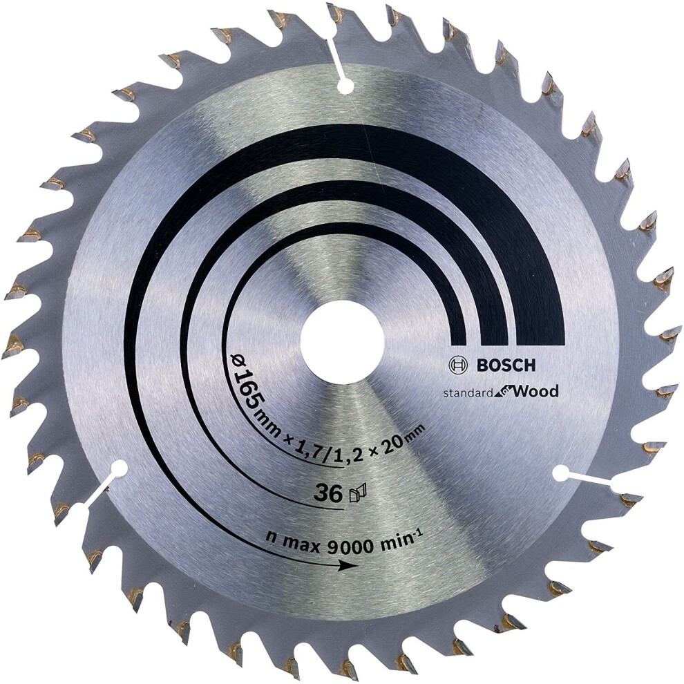 Bosch 2608642602 Circular Saw Blade Optilineline, 165mm x 1.7mm x 20mm, 36 Teeth, Silver