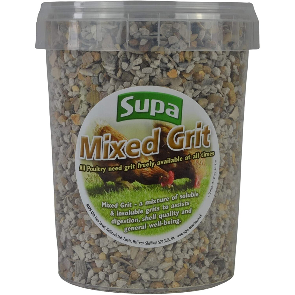 Supa Poultry Mixed Grit Tub, 1 Litre, Pack of 5, A Mixture Of Insoluble And Soluble Grits To Assist Digestion, Egg Shell Quality And General Well