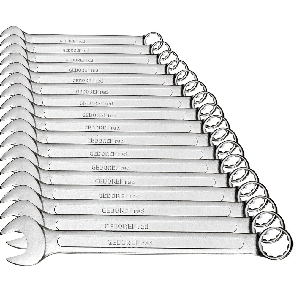Gedore Red Combination Spanner Set 17-Piece Sw 6-22 Chrome Vanadium Steel Silver 4060833009942