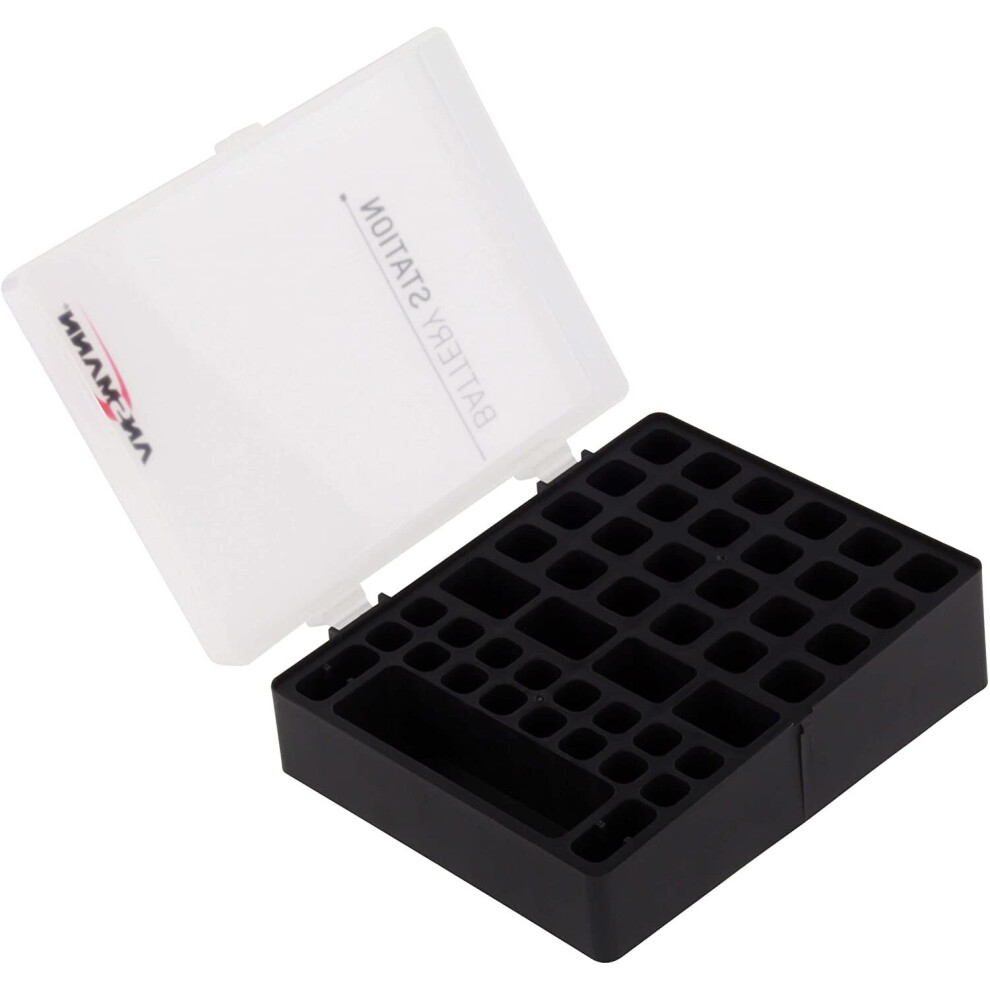 Ansmann Battery Station [Pack Of 1] Battery Storage Organiser Case For Aa, Aaa, And 9V Block Batteries - Ideal For Storing, Protecting Full And Empty 4013674066445