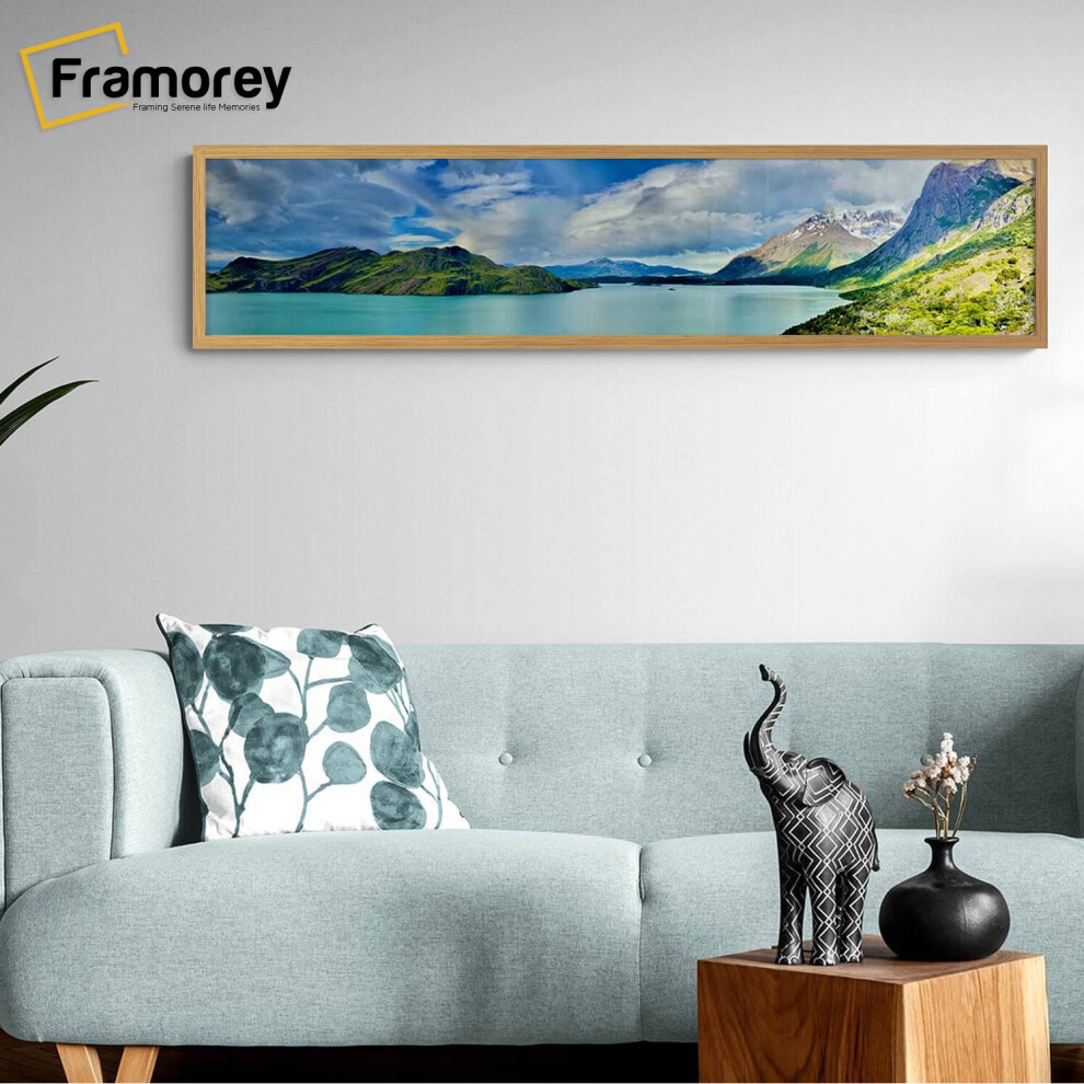 (Oak, 24x10 Inch) Panoramic Size Thin Matt Oak Picture Frame Wall Art Frames Flat Wooden Effect Poster Frame-image-OPC-P8VTV9N-NEW