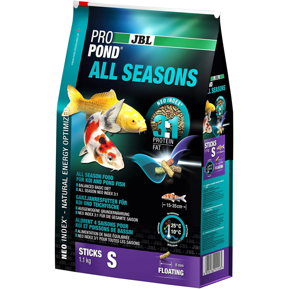 JBL All Season Food for Koi, Floating Food Sticks, Seasonal Food, ProPond All Seasons, Size S, 1.1 kg