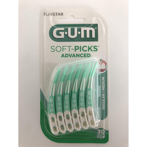 Gum Dental Soft Picks Advanced 30 Piece with Travel Case Regular