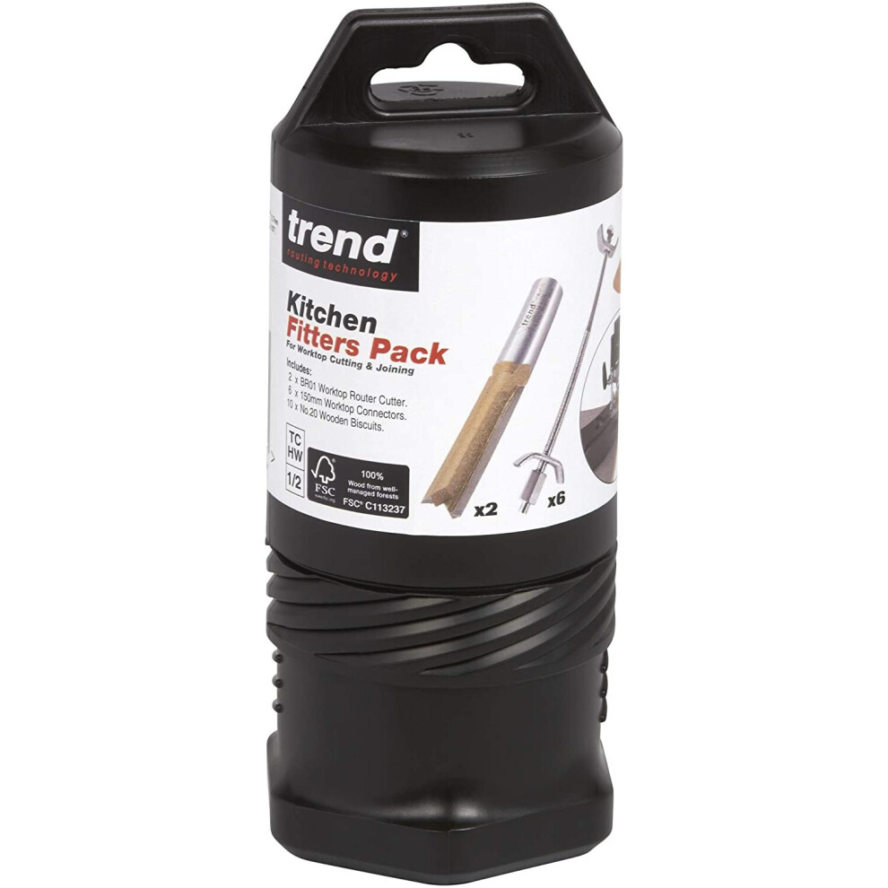 Trend Br/Kfp/1 Kitchen Fitters Pack C/W Connecting Bolts & 2 1/2 Worktop Cutters & 10X No.20 Biscuits