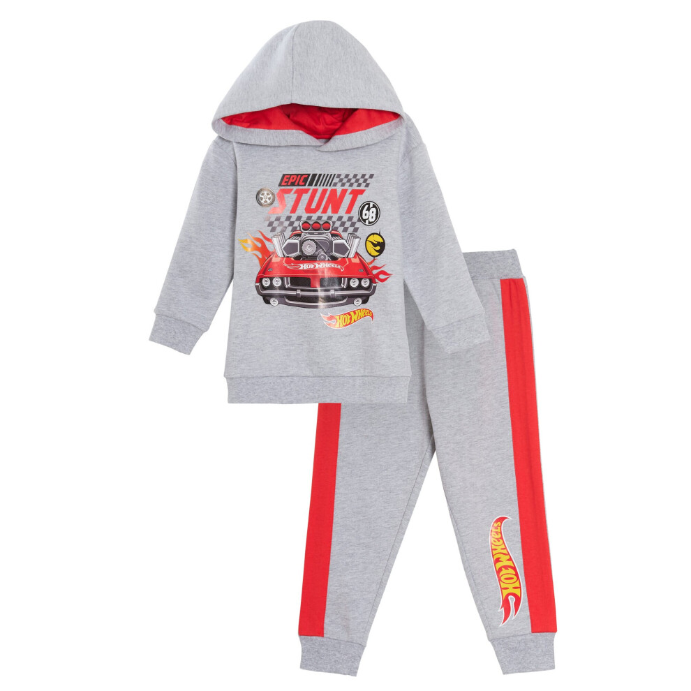 (5-6 Years) Hot Wheels Tracksuit Boys Matching Jogging Bottoms + Hoodie Two Piece Jogger Set