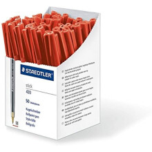 Staedtler Stick 430 M-2CP5 Ballpoint Pen Medium - Red (Box of 50)