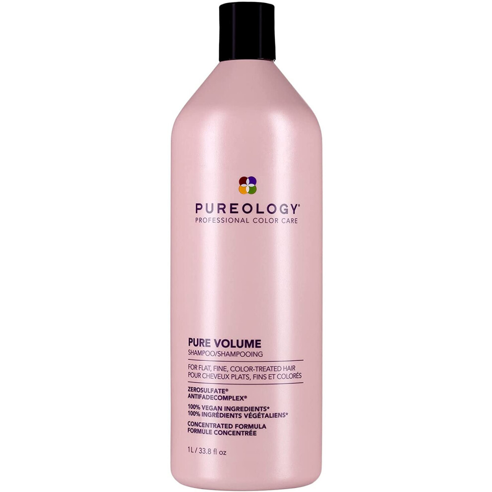 Pureology | Pure Volume | Shampoo | For Flat, Fine, Colour-Treated Hair | Adds Weightless Volume | Vegan