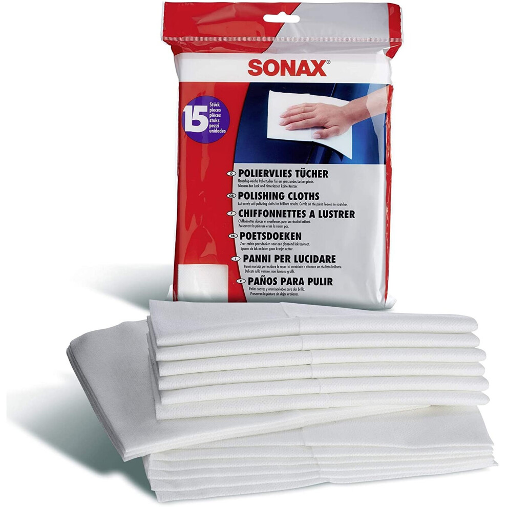 Sonax Polishing Cloths (15 Pieces) - Extremely Soft Polishing Cloths For Brilliant Results. Gentle On The Paint, Leaves No Scratches | Item No. 642310273189