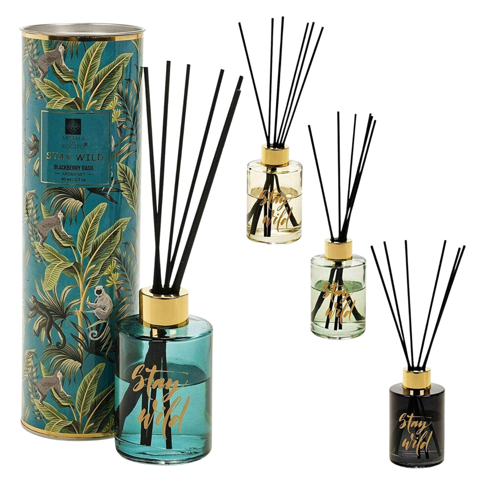 GEEZY Home Fragrance Perfum Scented Air Freshener Reed Oil Diffuser 80 ml Gift Tin Set