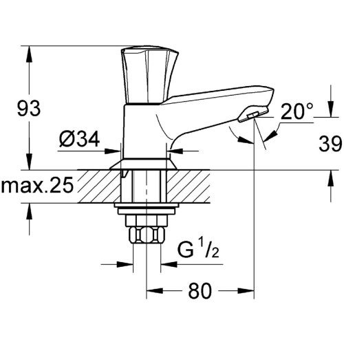 Grohe Grohe 20404001 Costa DN 15 Tap Fitting with Cast Flow Spout Chrome 1