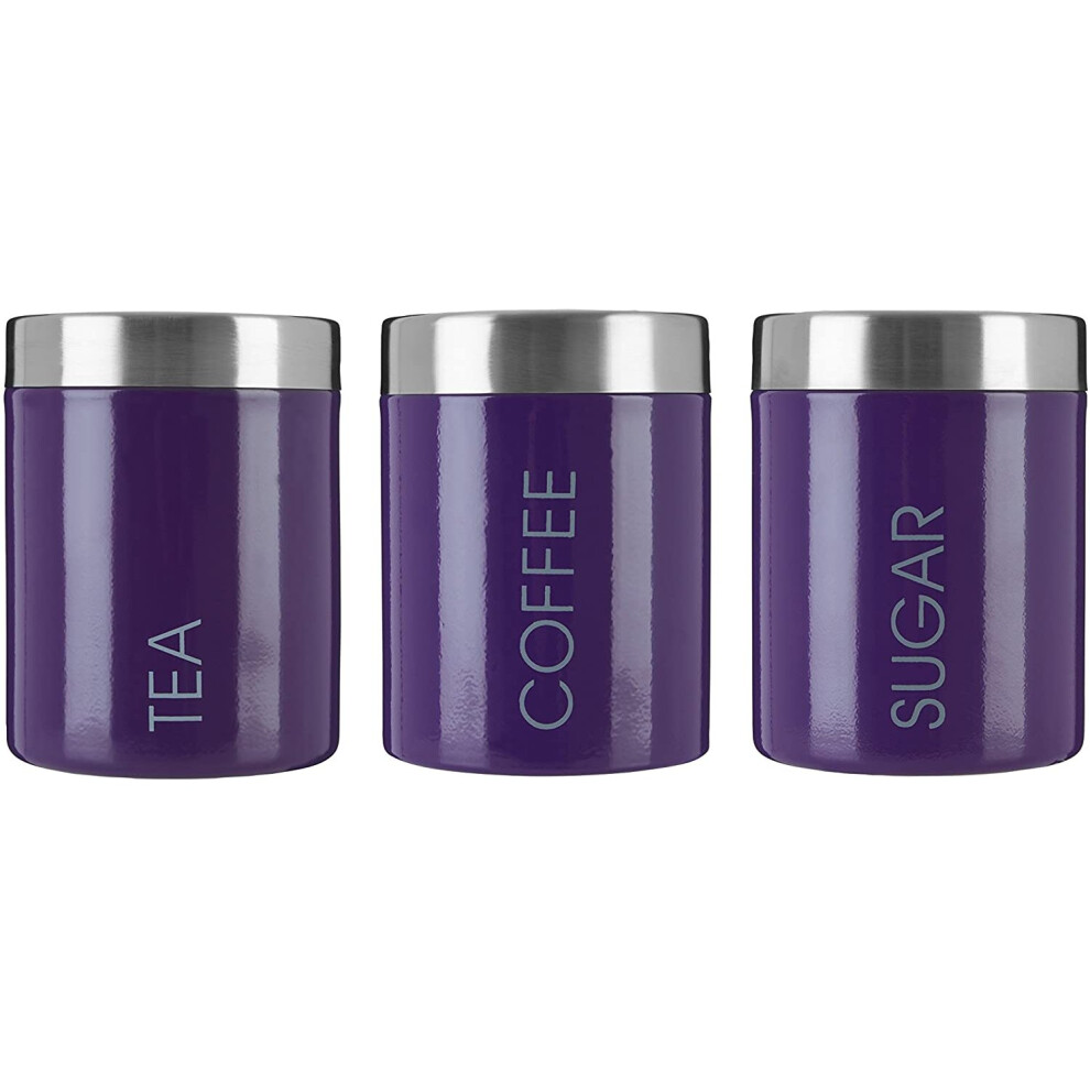 Premier Housewares 508495 Liberty Tea, Coffee and Sugar Canisters - Set of 3, Purple