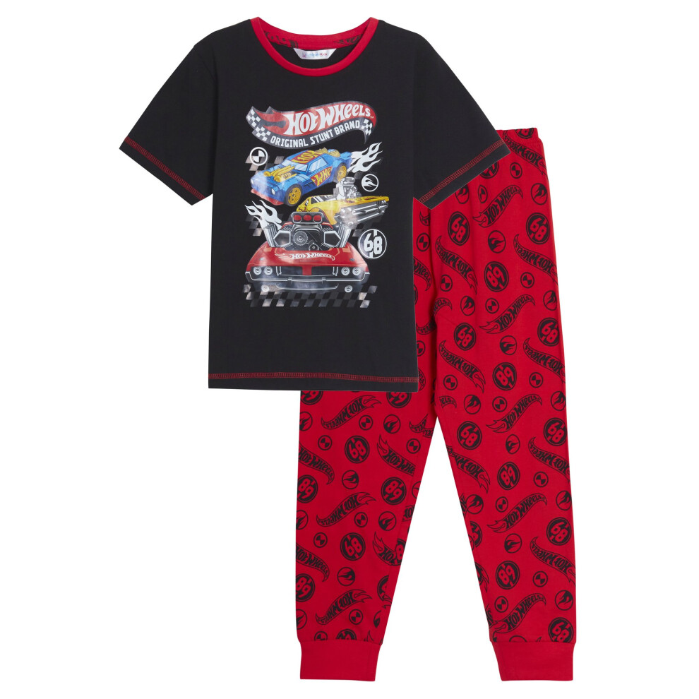 (3-4 Years) Boys Hot Wheels Pyjamas Kids Racing Cars Pjs Set Short Sleeve T-Shirt Loungepant