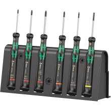 Wera 2050/6 para la electrónica y la mecánica de precisión Juego de destornilladores de 6 piezas ranurado, Phillips.