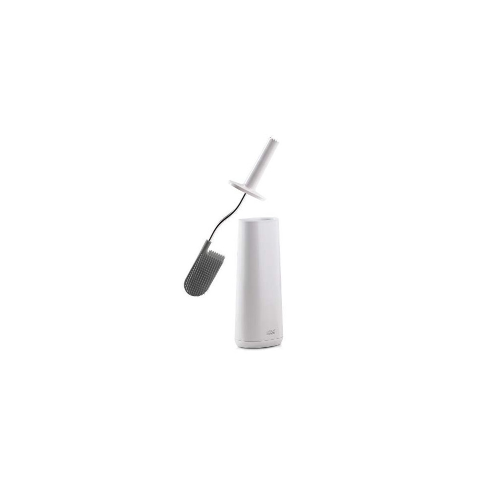 Joseph Joseph Flex Smart Hygienic Silicone Toilet Brush with Holder- White/White