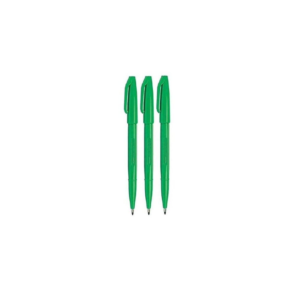 Pentel Green Original Sign Pen S520 Fibre Tip Marker Pens Colour Fineliner 2mm Nib 1mm Line Width (Pack Of 3)