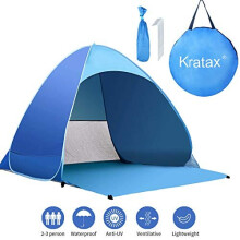 Kratax Pop Up Beach Tent for 1-3 Person Rated UPF 50+ for UV Sun Protection Waterproof Sun Shelters for Family Camping, Fishing, Picnic, Beach