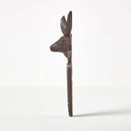 Homescapes Homescapes Brown Wall Mounted Cast Iron Stag Garden Thermometer 2