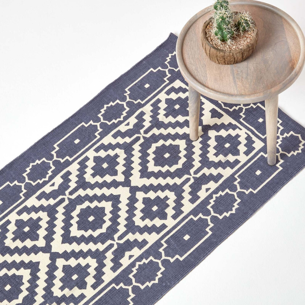 Homescapes (66 X 200 Cm) Halmstad Scandi Style 100% Cotton Printed Rug
