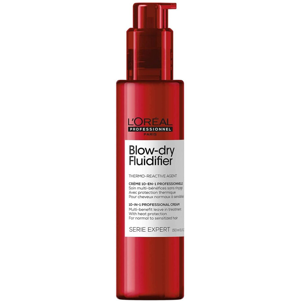 L'Oréal Professionnel |Multi-Benefit Heat Protection Cream, Serie Expert Blow-Dry Fluidifier, 150ml