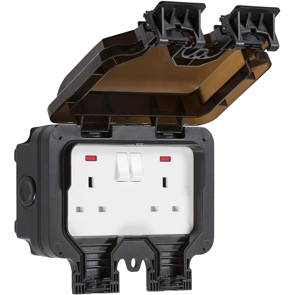 Knightsbridge Op9n Outdoor Weatherproof Double Socket Ip66, Black,84.0 Mm*153.0 Mm*170.0 Mm 5055832950028