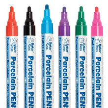 Baker Ross AT491 Porcelain Paint Markers - Pack of 6, Assorted Marker Set, Art And Craft Supplies
