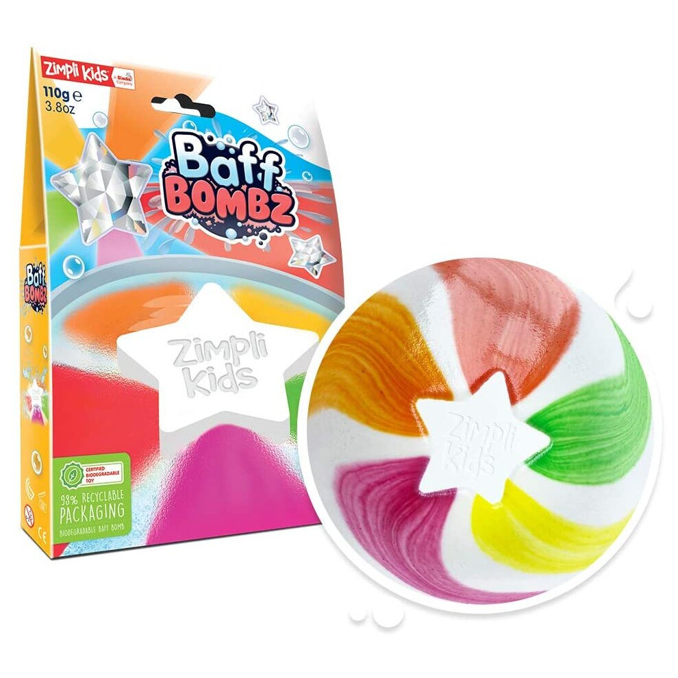 Zimpli Kids Star Bath Bomb From Zimpli Gifts, Special Effect Colour Fizzies, Handmade, Moisturizing Bubble Bombs, Fizzing Bath Bombs For Her, Vegan Friendly &