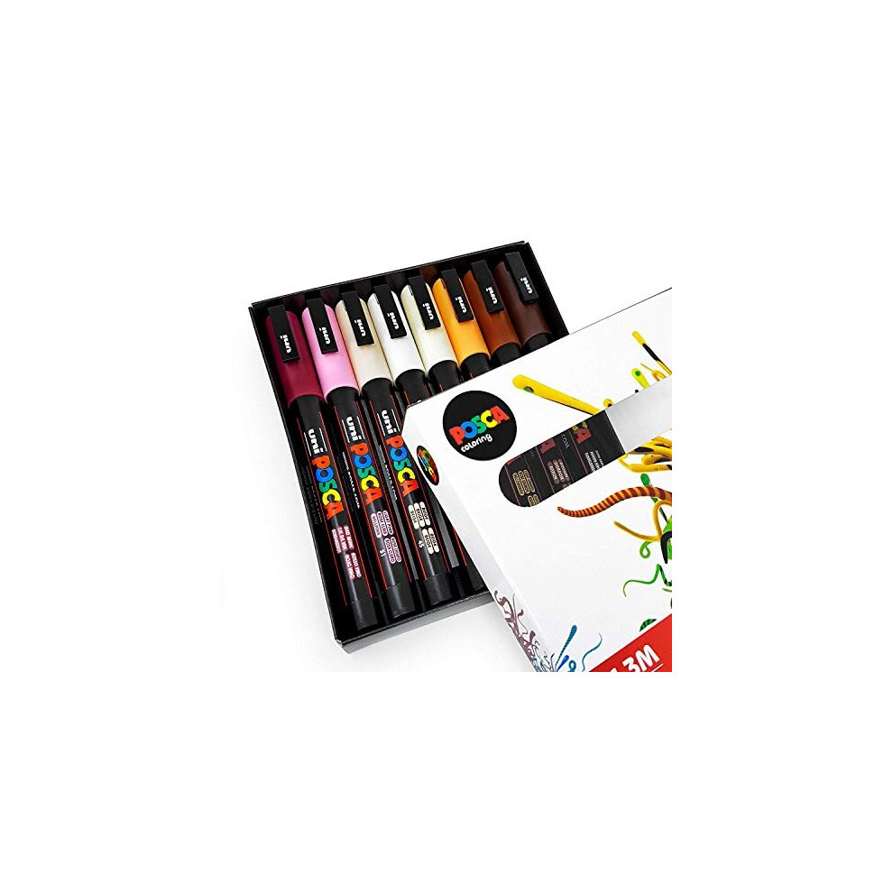 Uni POSCA - PC-3M Art Paint Markers - Warm Neutral Tones - Set of 8 - In Gift Box