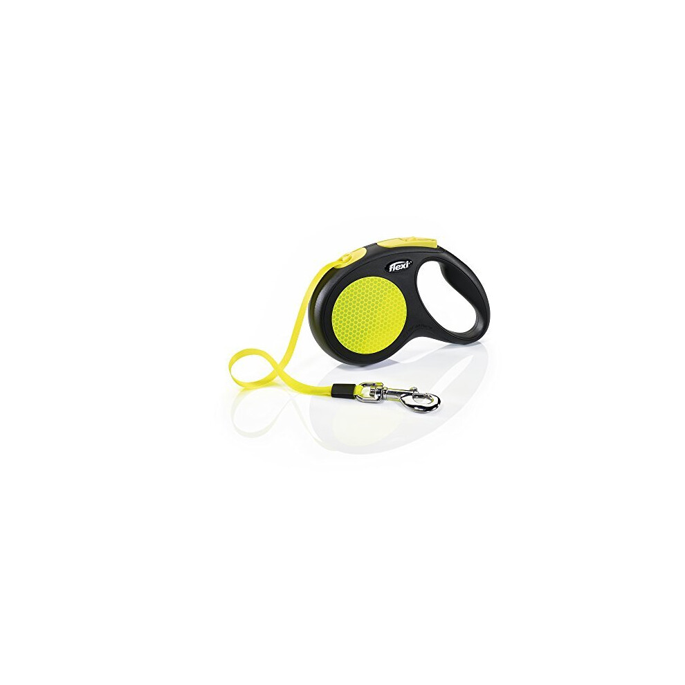 Flexi New Neon Retractable Dog Lead, Medium, Tape, 5 m, Black/Neon