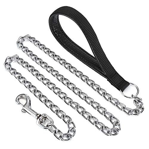 Filhome Metal Dog Leash Chew Proof Dog Chain Leash 4FT 6FT Heavy Duty Sturdy Pet Dog Leash with Padded Handle for Large Medium Dogs on OnBuy