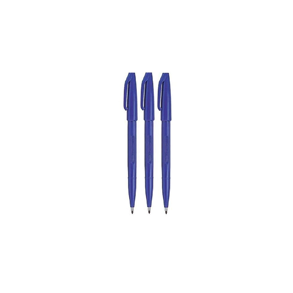 Pentel Blue Original Sign Pen S520 Fibre Tip Marker Pens Colour Fineliner 2mm Nib 1mm Line Width (Pack Of 3)