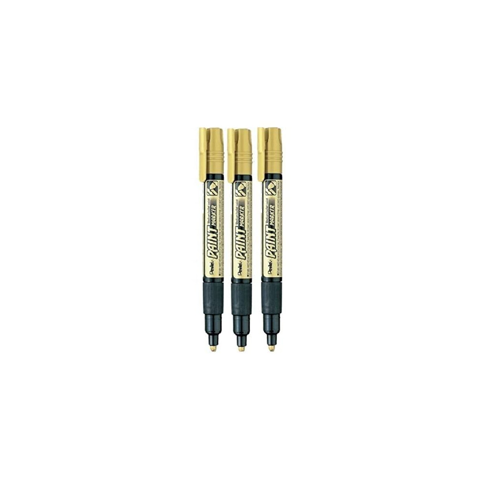 Pentel Gold Permanent Paint Marker Pen Colour Paint Pens Metal Plastic Stone Wood Mirrors 4mm Bullet Nib Tip 2.5mm - 2.9mm Line Width Cellulose B