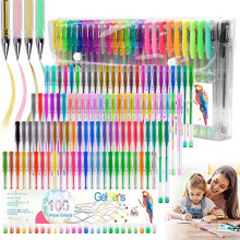 100 Colours Glitter Gel Pen Set Neon Glitter Colouring Pens Art Marker for Adult Coloring Books