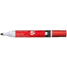 5 Star Red Dry Wipe Whiteboard Marker Pen - 3mm Bullet Tip (Pack of 12)