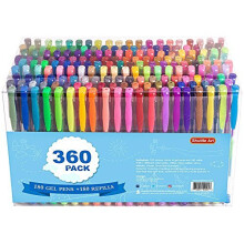 Shuttle Art 360 Pack geelikynsarja 180 vrin geelikynsarja plus 180 vrin tyttpakkaus Tydellinen aikuisten vrityskirjoille Doodling-piirustusta