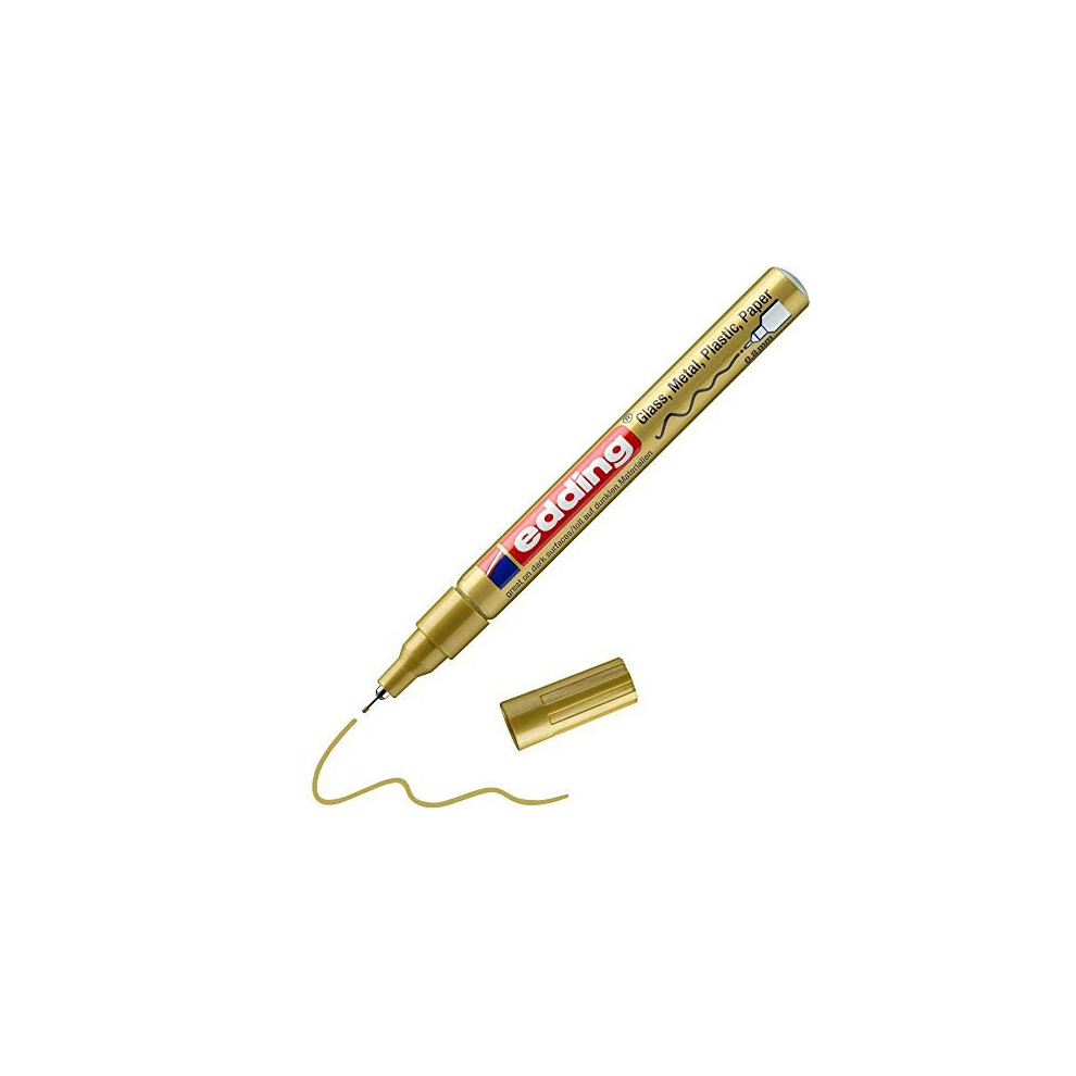edding 780 Gloss Paint Marker - Gold - 1 Paint Marker - Extra-Fine Round Tip 0.8 mm - Paint Pen for Glass, Pebbles, Wood, Plastic, Paper - Waterp