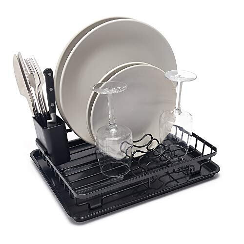 simplywire - Compact Black Dish Drainer/Plate Drying Rack with Drip Tray - Small 2