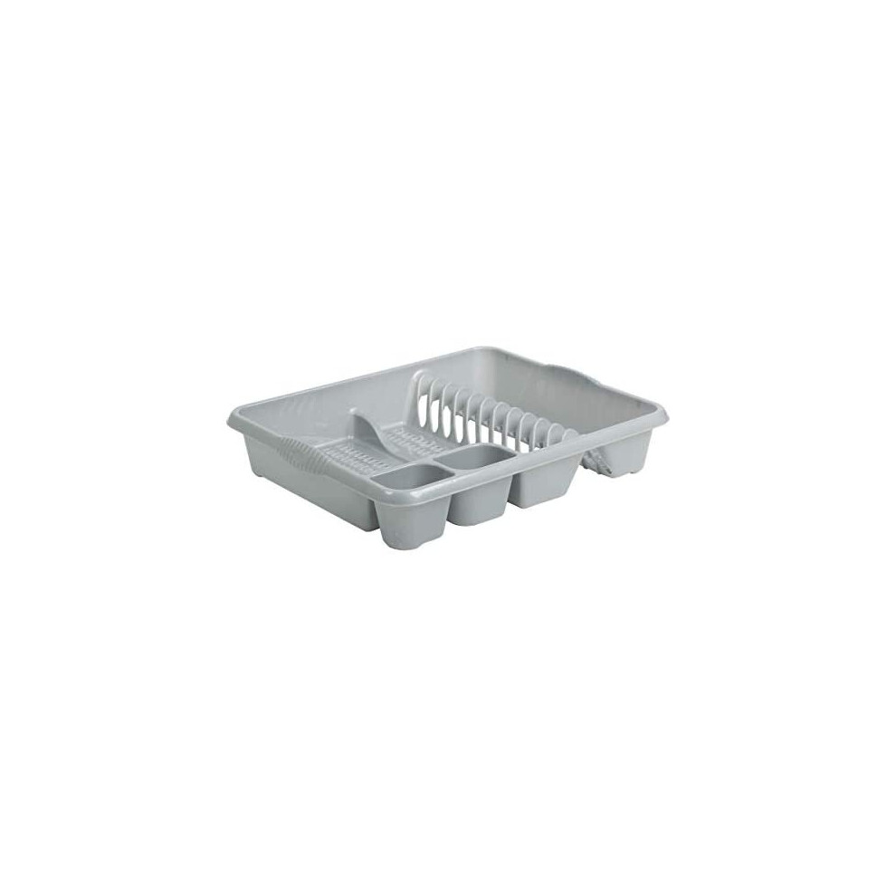 High Grade Extra Large Plastic Dish Drainer Plate and Cutlery Rack in Silver