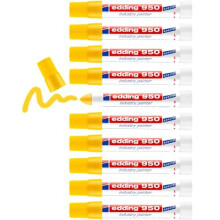 edding 950 industry painter - yellow - 10 pens - round tip 10 mm - marker for writing on metal, rocks, wood - rough or wet surfaces - Permanent,