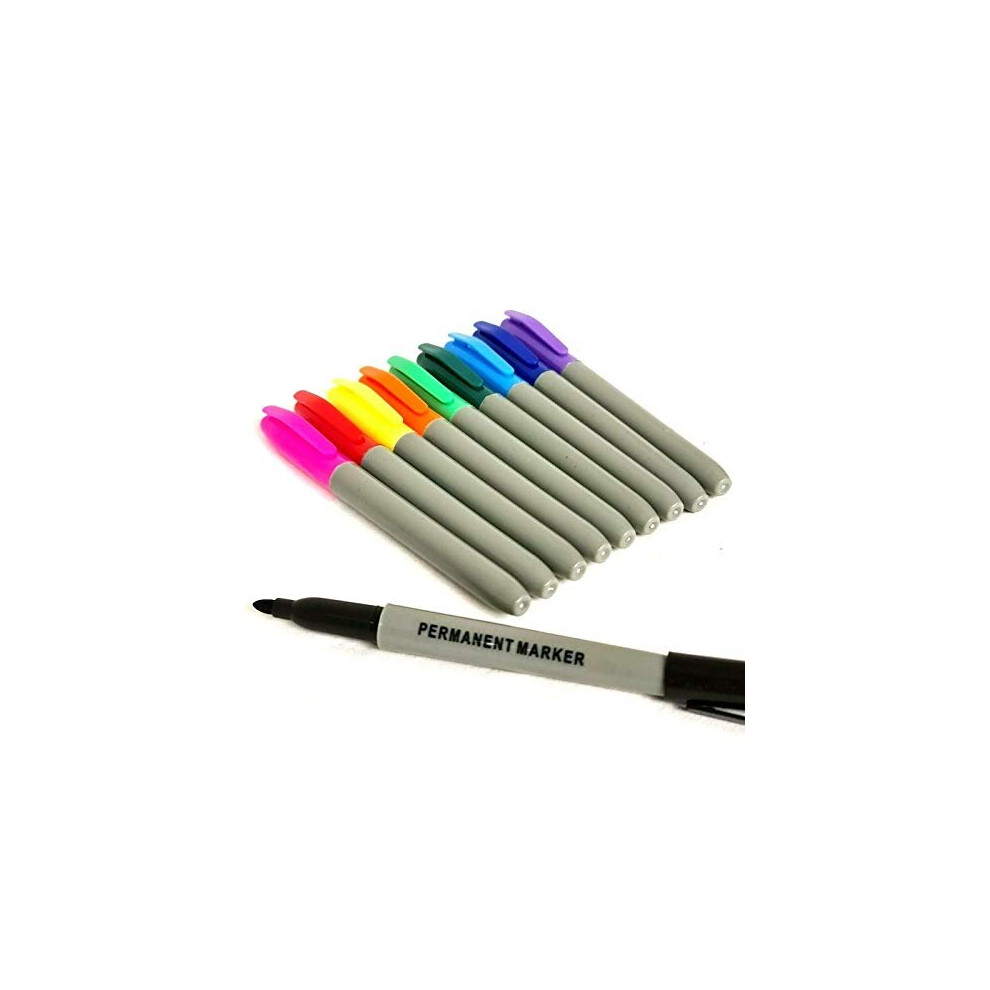 10 Pack of Permanent Marker Pens Multi Colour Assorted Set