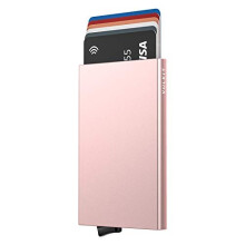 VULKIT Credit Card Holder RFID Blocking, Slim Metal Card Holder Pop Up Front Pocket Card Wallet for Men Holds 5 Cards, Rose Gold