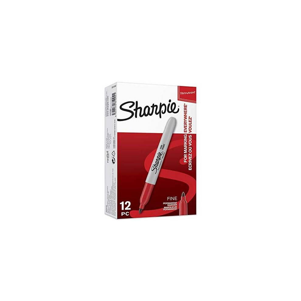 Sharpie Permanent Markers | Fine Point | Red | 12 Count