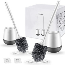 Marsheepy Toilet Brush and Holder, 2 pack Silicone Toilet Brush with Holder, Deep Cleaner Toilet Bowl Brushes with Quick Drying Holder Set for Ba