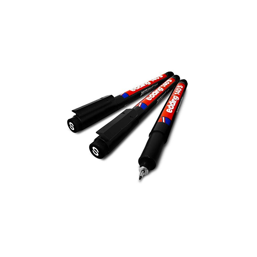 Edding 140S Permanent Pen - Superfine 0.3Mm Nib - Pack Of 3 Black